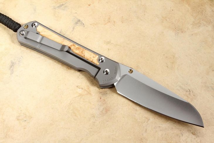Chris Reeve Large Sebenza 31 Insingo Box Elder Burl Inlay #1