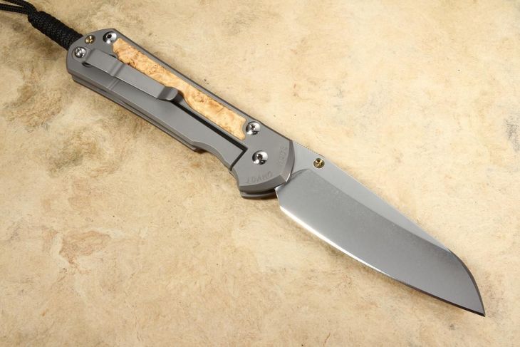 Chris Reeve Large Sebenza 31 Insingo Box Elder Burl Inlay #1