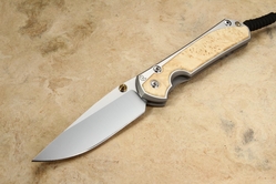 Chris Reeve Large Sebenza 31 Drop Point Box Elder Burl Inlay - Polished #1