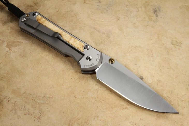 Chris Reeve Large Sebenza 31 Drop Point Box Elder Burl Inlay - Polished #3