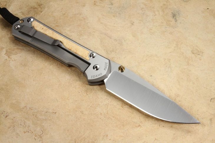 Chris Reeve Large Sebenza 31 Drop Point Box Elder Burl Inlay - Polished #4