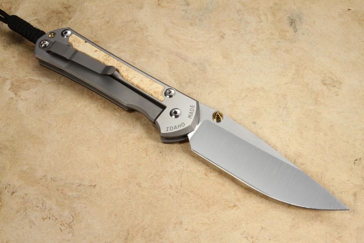 Chris Reeve Large Sebenza 31 Drop Point Box Elder Burl Inlay - Polished #5