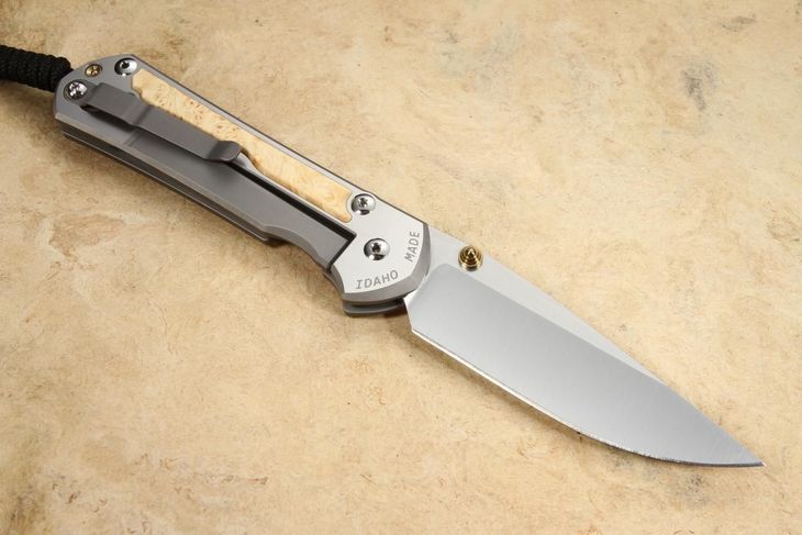 Chris Reeve Large Sebenza 31 Drop Point Box Elder Burl Inlay - Polished #1