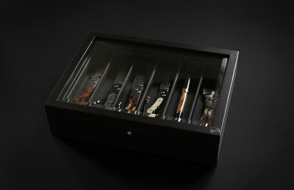 William Henry Knife Display Case Wood/Glass Presentation Box