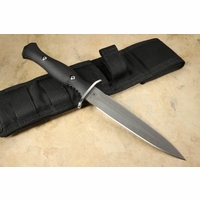 Custom Spartan Harsey Dagger - Damasteel Blade - Black Handle - Nylon Sheath