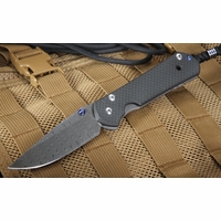 Exclusive Chris Reeve Large Carbon Fiber and Ladder Damascus Sebenza