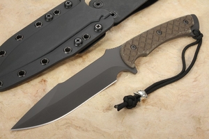 Spartan Blades Horkos - Flat Black & Green Micarta - Kydex Sheath - MagnaCut