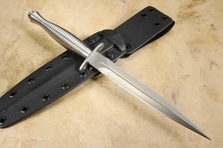 Spartan Blades Ronin F/S Dagger - Satin Handle - Satin MagnaCut Blade - Black Kydex