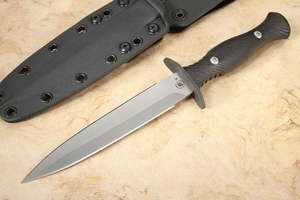 Spartan Harsey Dagger - Exclusive - Stonewash Blade - Black Handle - Kydex Sheath