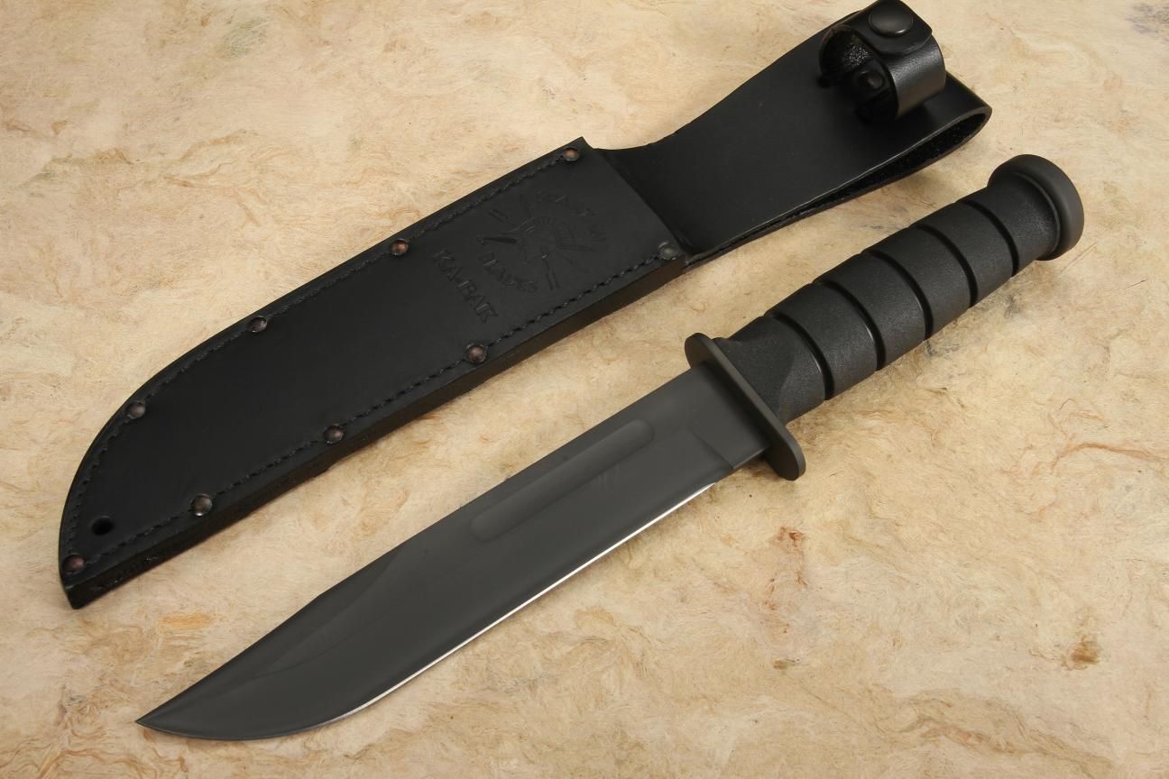 Spartan KABAR Black MagnaCut Blade Black Leather Sheath + Free Shipping