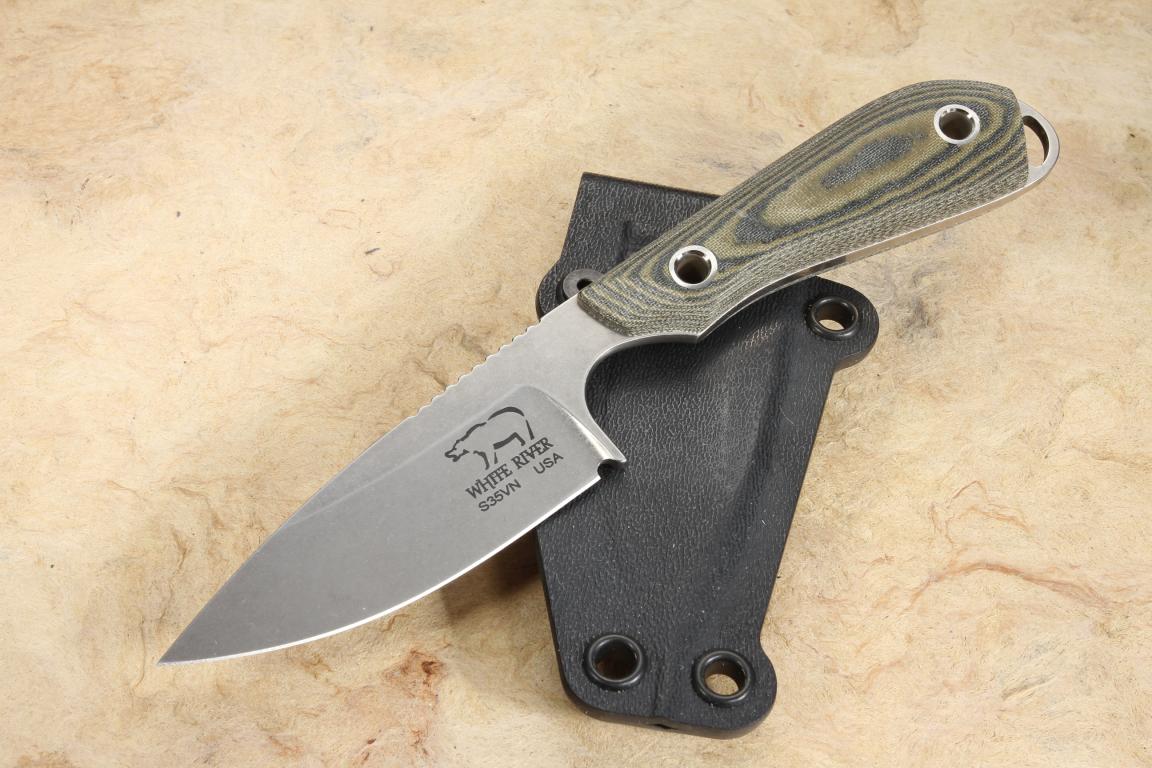 White River Caper Black and OD Linen Micarta Hunting Knife Best Price