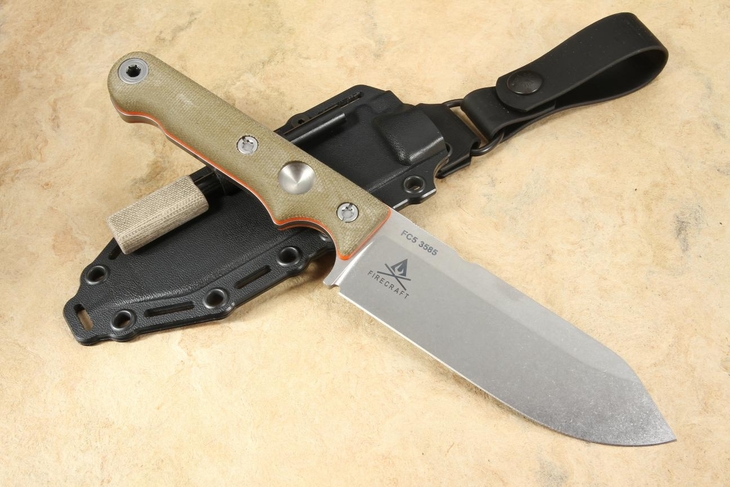 White River Firecraft FC5 - S35VN Steel - Green Canvas Micarta Survival Knife