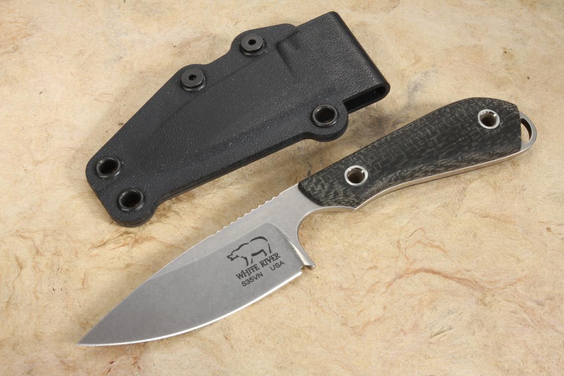 White River Caper Black Burlap Micarta Hunting Knife Best Price