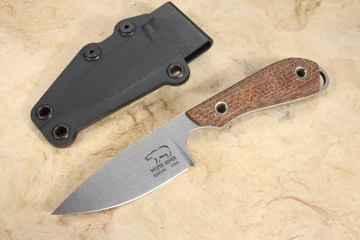 White River Caper Natural Burlap Micarta Hunting Knife Best Price