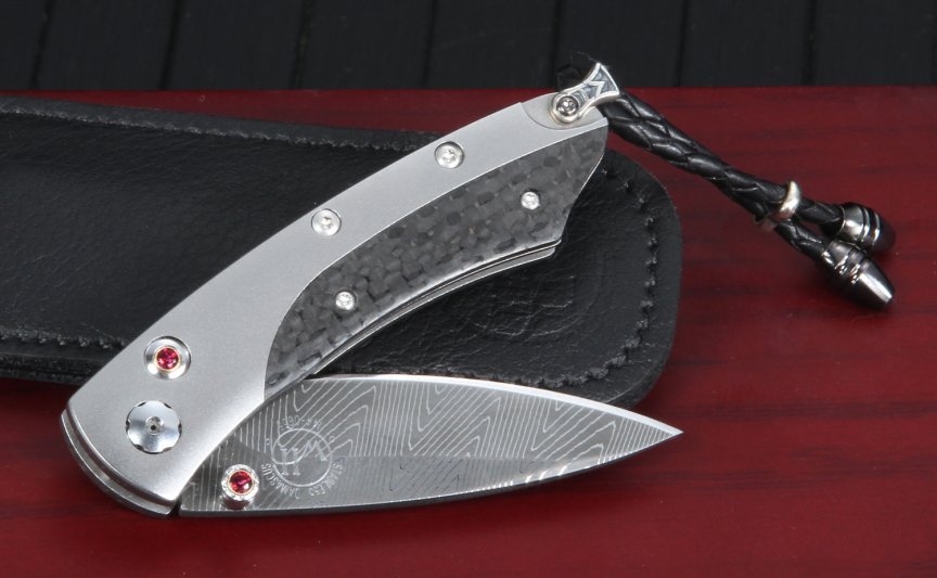 William Henry B04Savile Carbon Fiber and Damascus Folding Knife