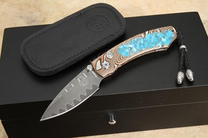 William Henry B09 Lowell - Zinc Matrix Turquois, Mokume and Wave Damascus
