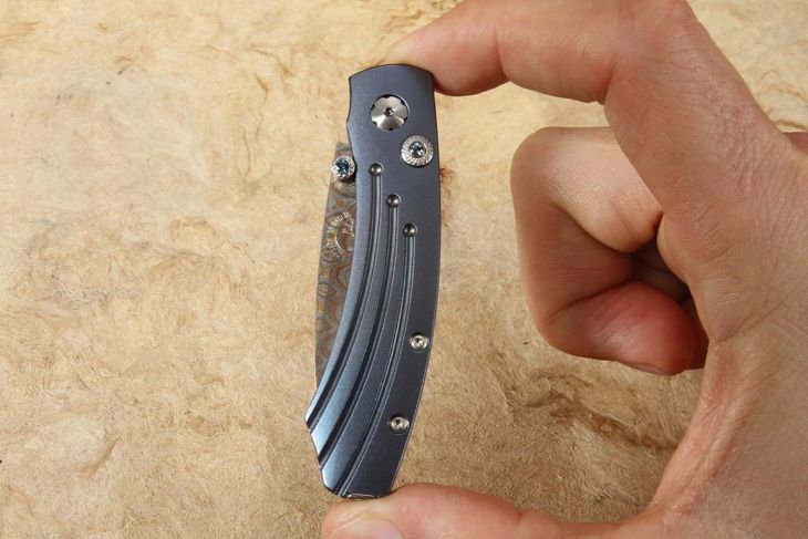 William Henry B09 Mars - Folding Knife with Copper Wave Damascus Steel