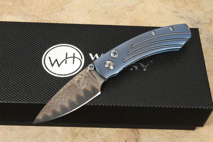 William Henry B09 Mars - Folding Knife with Copper Wave Damascus Steel