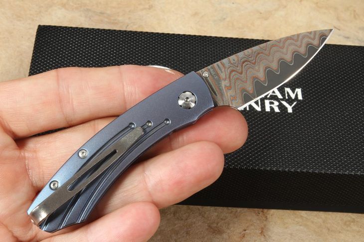 William Henry B09 Mars - Folding Knife with Copper Wave Damascus Steel