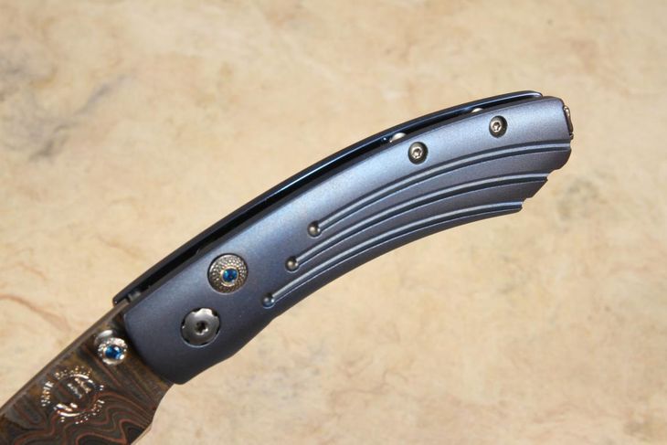 William Henry B09 Mars - Folding Knife with Copper Wave Damascus Steel
