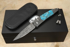 William Henry B10 Santa Fe - Zinc Matrix Turquoise and River Rock Damascus