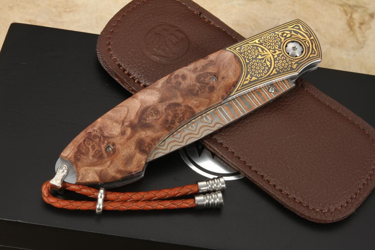 William Henry B12 Spring Gold Koftgari and Copper Wave Damascus