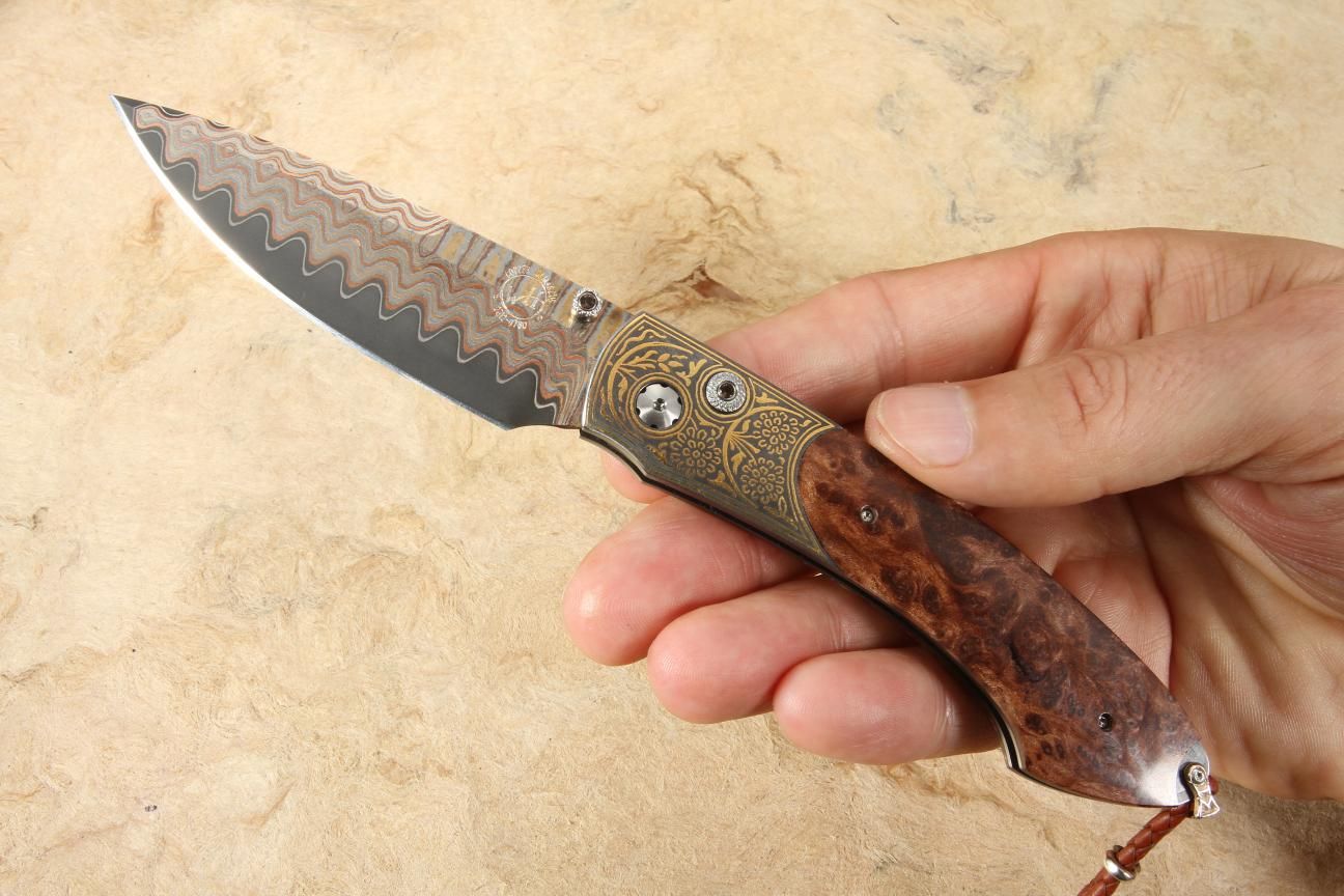 William Henry B12 Spring Gold Koftgari and Copper Wave Damascus