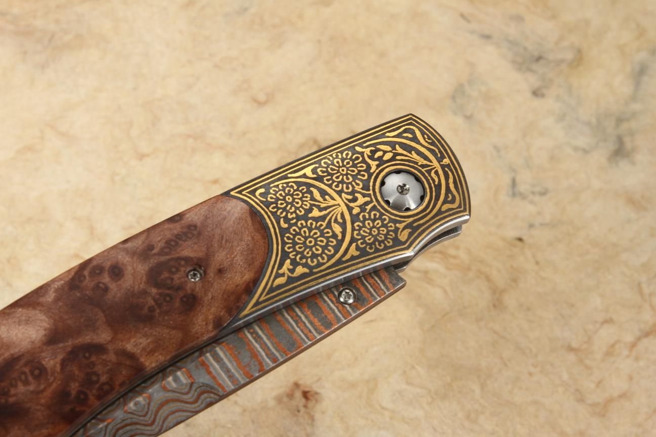William Henry B12 Spring Gold Koftgari and Copper Wave Damascus