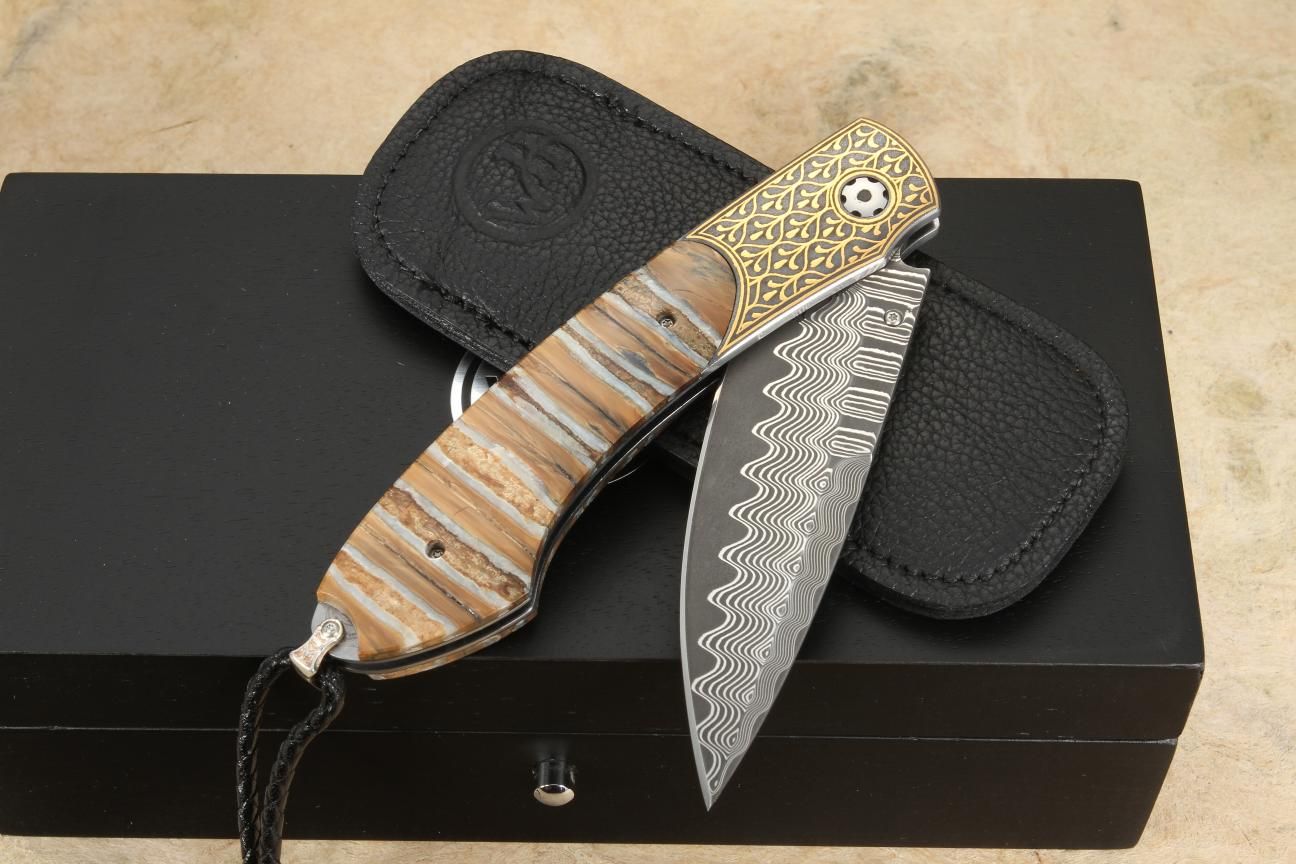 William Henry B12 Sierra Mammoth Tooth, Gold Koftgari and Damascus