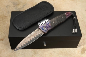 William Henry B30 Carbon - Copper Wave Damascus - Mokume - Carbon Fiber