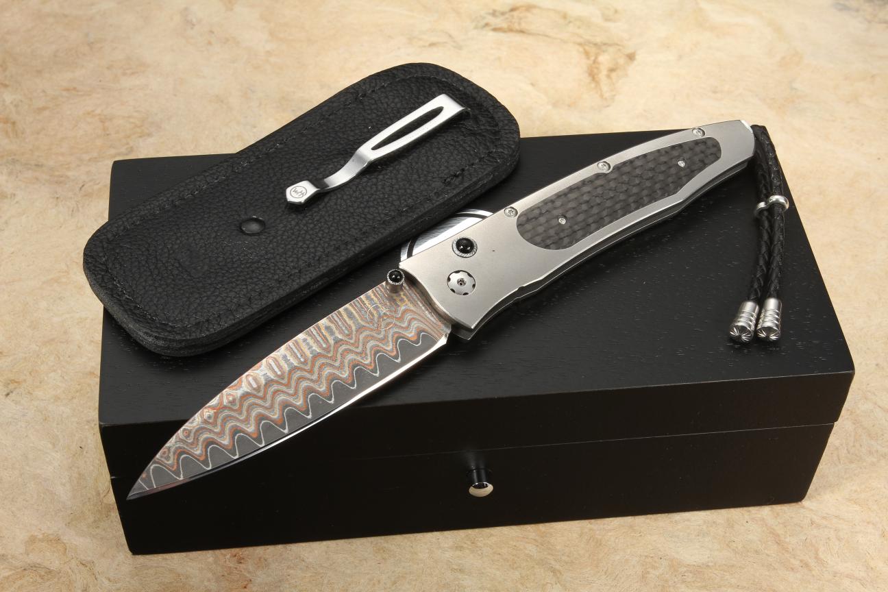 William Henry B30 Collider Carbon Fiber & Damascus Folding Knife + Free