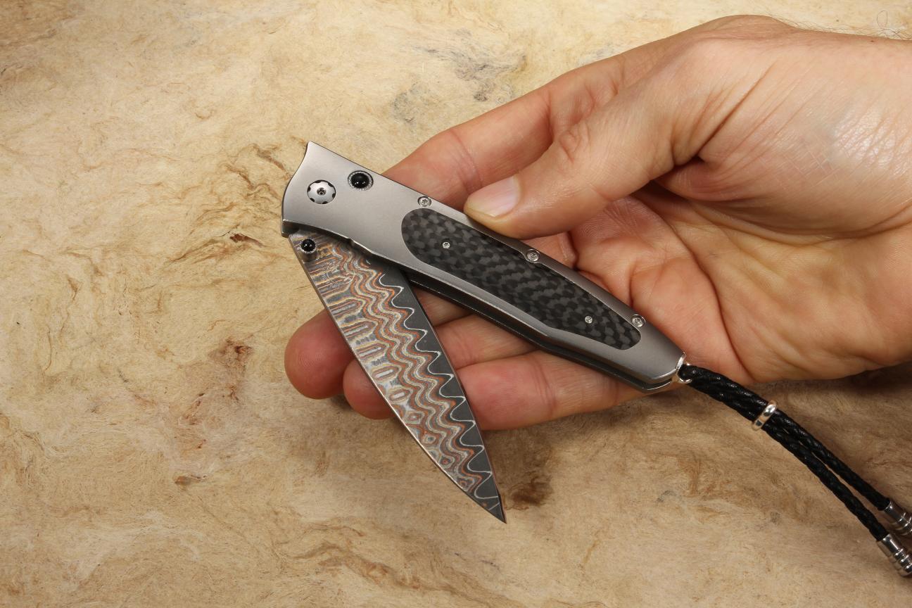 William Henry B30 Collider Carbon Fiber & Damascus Folding Knife + Free