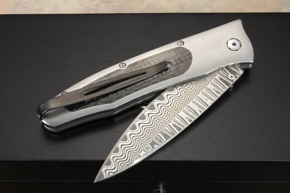 William Henry B30 Centrifuge Carbon Fiber & Damascus Folding Knife