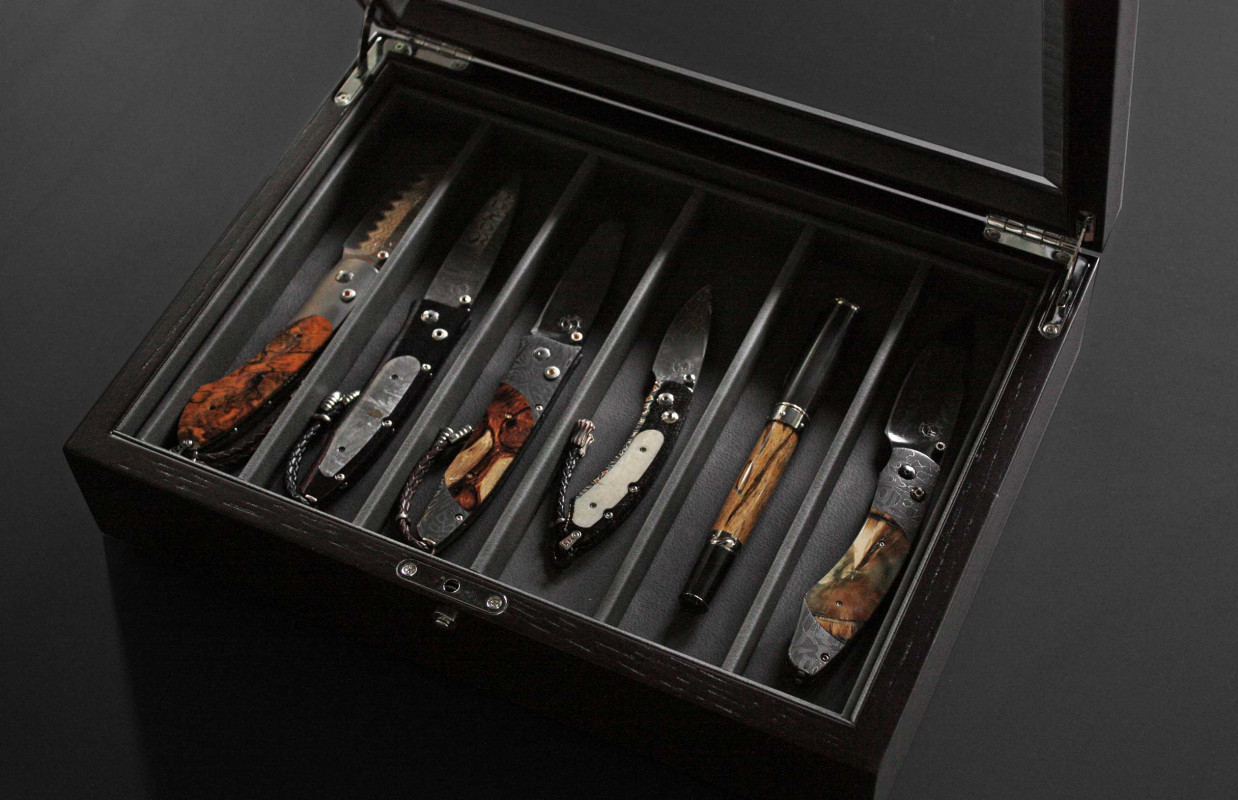 William Henry Knife Display Case Wood/Glass Presentation Box
