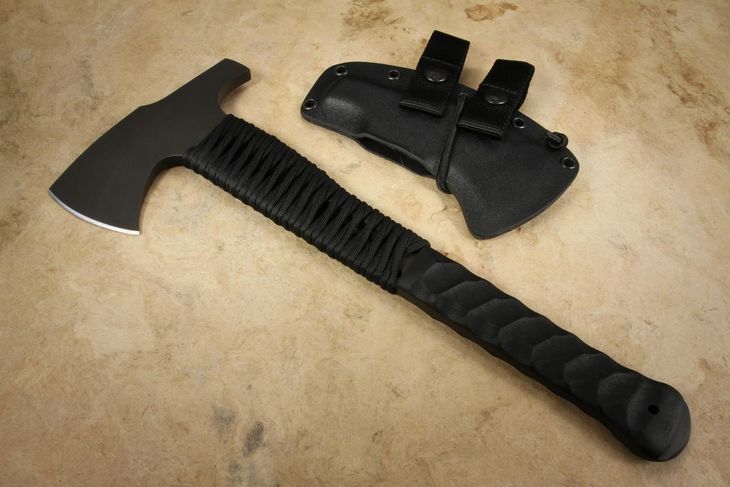 Winkler Hammer Combat Axe - Sculpted Black Laminate - Black Cord Handle