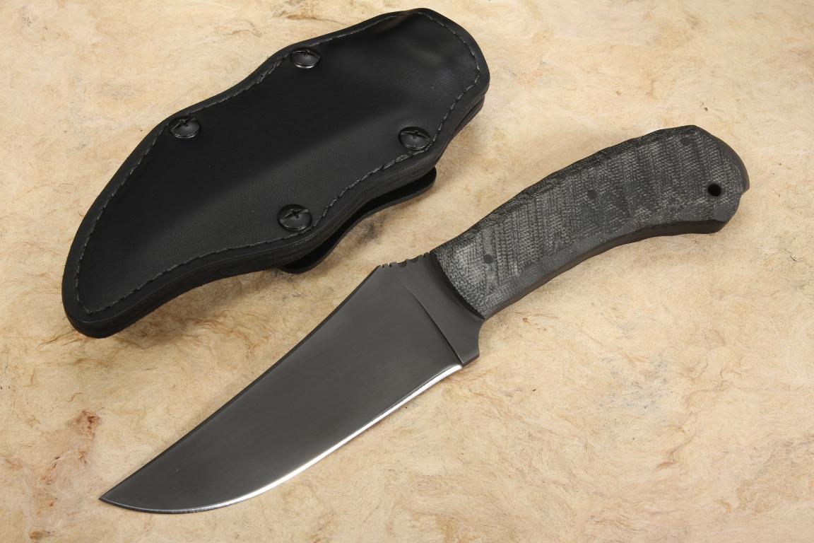 Winkler Crusher Belt Knife Black Sculpted Laminate Handle