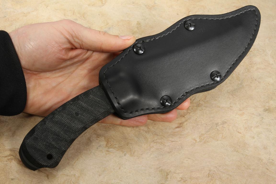 Winkler Crusher Belt Knife Black Sculpted Laminate Handle