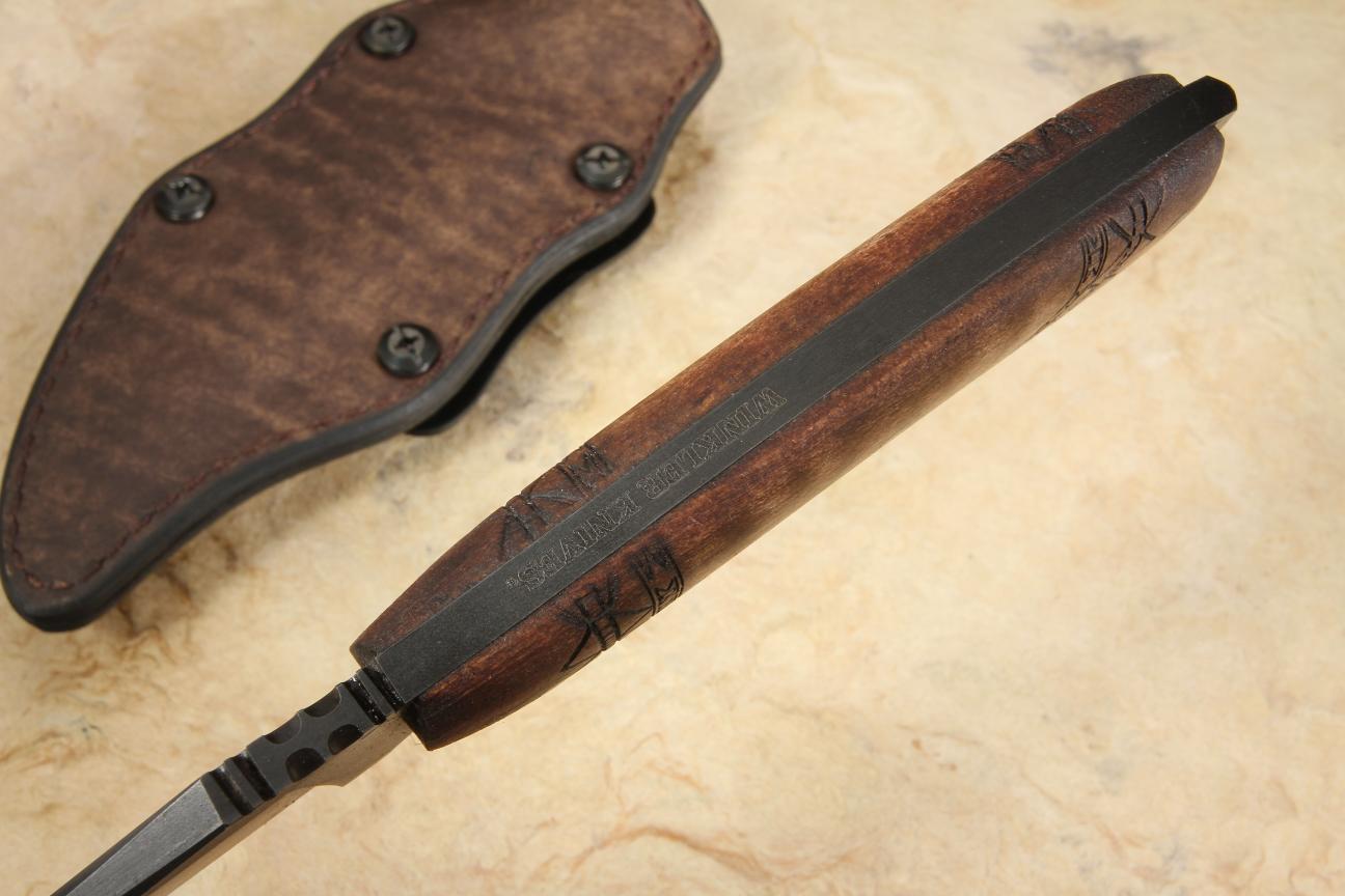 Winkler Crusher Belt Knife 80CRV2 Black Caswell/Tribal Maple In Stock