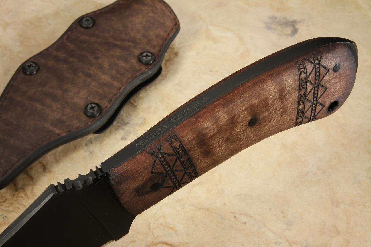 Winkler Crusher Belt Knife 80CRV2 Black Caswell/Tribal Maple In Stock
