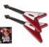 ( Out of Stock) 2 Wired Red Rocking V Guitar for Guitar Hero and Guitar Hero Game for PS2