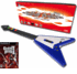 ( Out of Stock) Wired Blue Rocking V Guitar for Guitar Hero II and Guitar Hero II Game for PS2