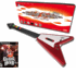 ( Out of Stock)Wired Red Rocking V Guitar for Guitar Hero and Guitar Hero Game for PS2