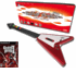 ( Out of Stock) Wired Red Rocking V Guitar for Guitar Hero II and Guitar Hero II Game for PS2