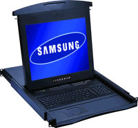 19Inch Rackmount LCD Monitor with Cat6 and Cat5 KVM Switches