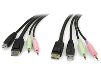 DisplayPort KVM Cable with USB and audio, 6ft