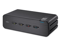 Secure Quad-Monitor 4 Port KVM Switch, 4K DisplayPort / DVI