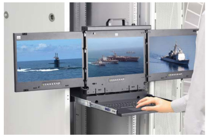 MRK-K17-3 - 2U 17Inch 4K Triple-display Rack Console Drawer MRK-K17-3 - 2U 17Inch 4K Triple-display Rack Console Drawer
