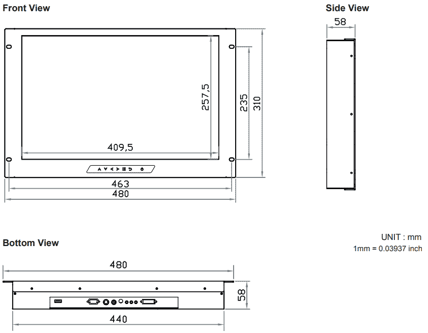 RP-W719 - 7U rackmount 19Inch widescreen LCD with HDMI / VGA input