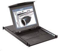 1U Dual Slide 17Inch LCD & Keyboard Drawer w/ 3-Console 16-Port KVM Switch