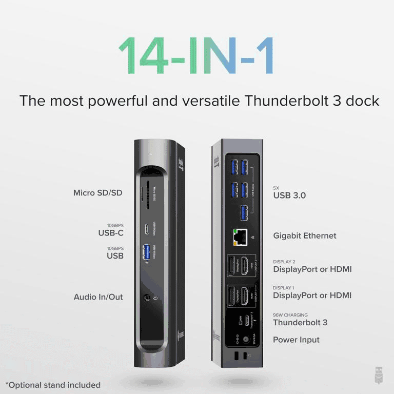 TBT3UDZ Plugable Thunderbolt™ 3 and USBC Dual Display Dock with 96W